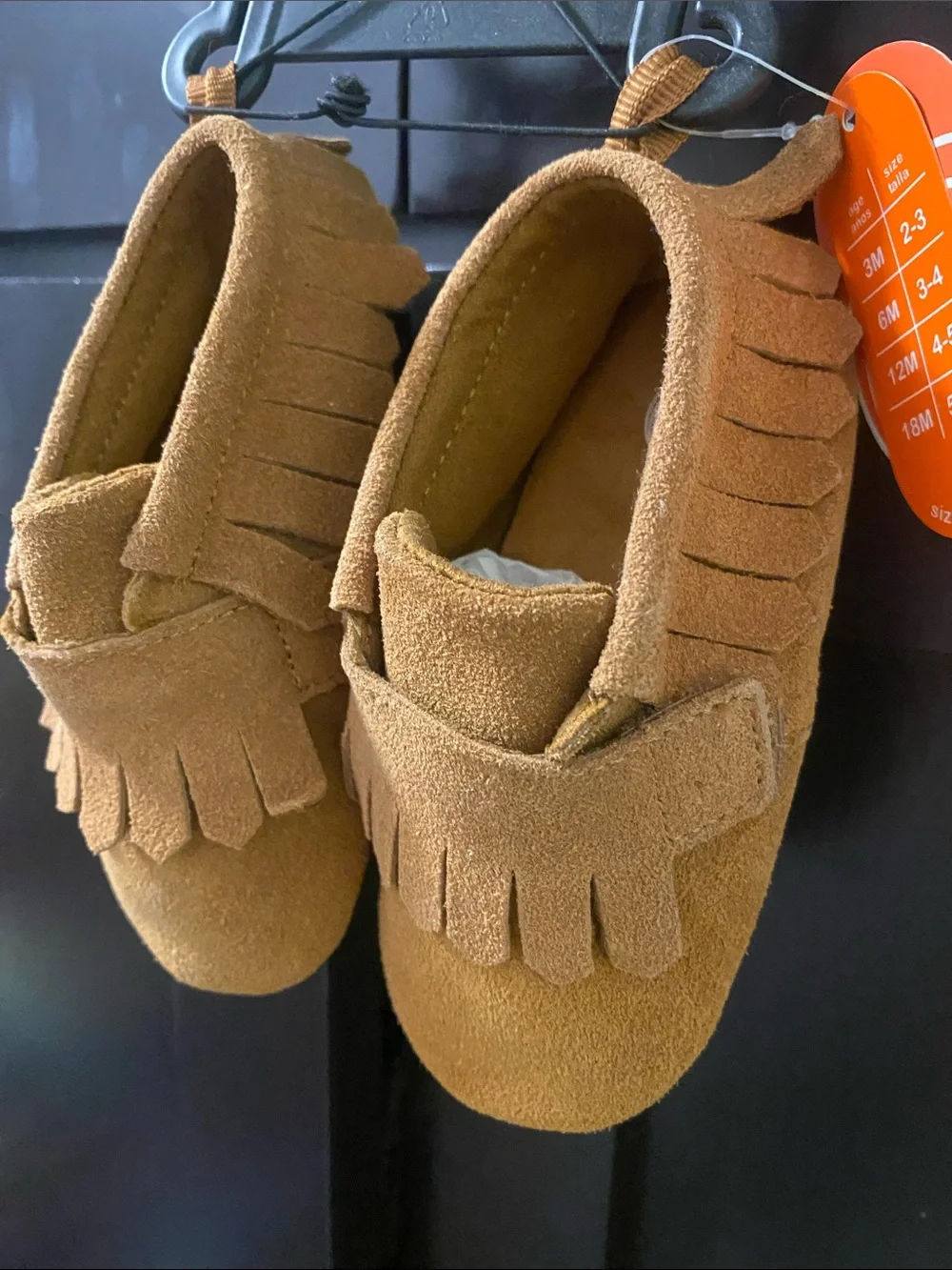 wonder nation Toddler Suede Fringe Moccasins - Tan